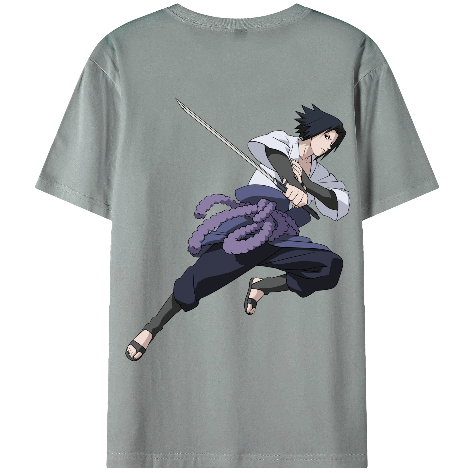 （画像用） NARUTO -ナルト- うちは サスケ Uchiha Sasuke 綿100％ メンズ半袖Tシャツ（バックプリント） 通気性